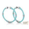 Lauren G. Adams Bamboo Hoop Earrings (Silver & Baby Blue)